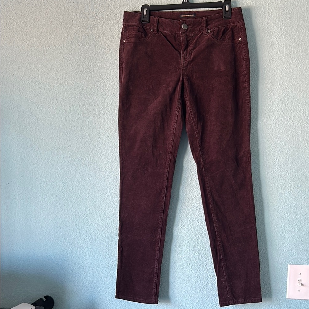 British Khaki Maroon Corduroy Trousers